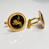Zodiac 18-Karat Gold Plated Navy Enamel Cufflinks - Leo