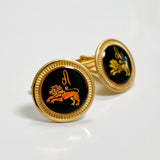 Zodiac 18-Karat Gold Plated Navy Enamel Cufflinks - Leo