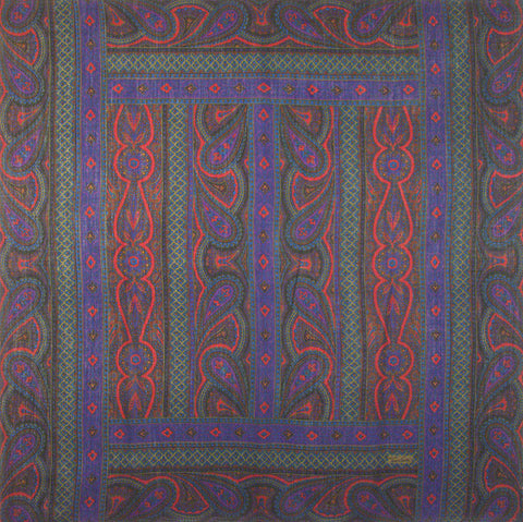 Tino Lauri - Blue & Green Paisley 50" x 50" 100% Wool Shawl 28