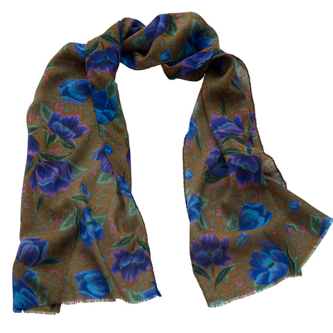 Ratti Erre D'este - Floral Stole Khaki/Violet