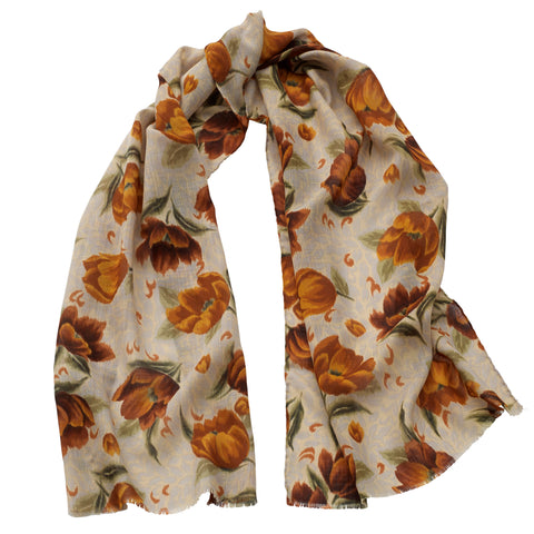 Ratti Erre D'este - Floral Stole Taupe/Caramel