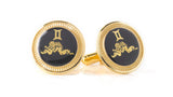 Zodiac 18-Karat Gold Plated Navy Enamel Cufflinks - Gemini