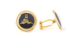 Zodiac 18-Karat Gold Plated Navy Enamel Cufflinks - Gemini
