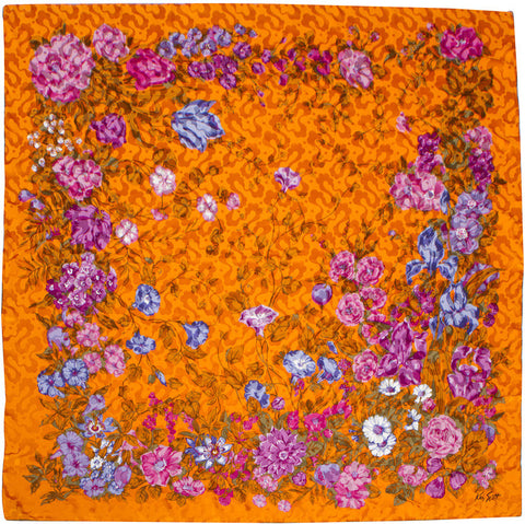Ken Scott - 100% Silk Jacquard Floral Shawl 54" x 54"