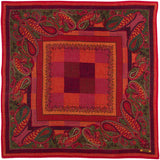 Rodier - 100% Wool Shawl Checker Paisley Red/Orange 2554-4