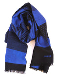 Rodier - Wool Striped Muffler Royal Blue/Black