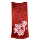 Thea Porter - Silk Satin Floral Scarf Red