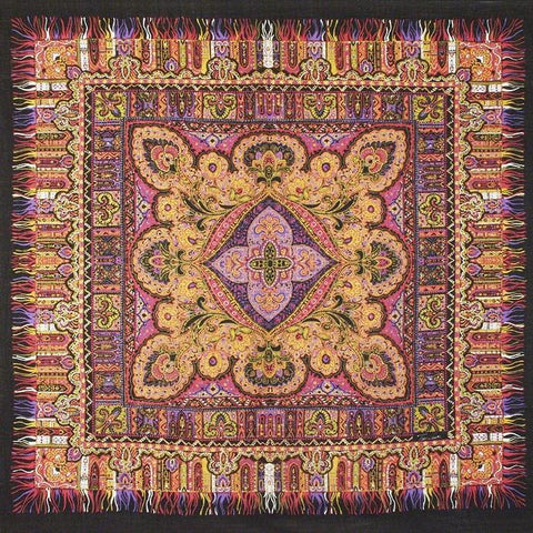 Tino Lauri - Purple & Orange Paisley Fringe 46" x 46" 100% Wool Shawl 24