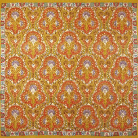 Tino Lauri - Gold & Orange Paisley 50" x 50" 100% Wool Shawl 27