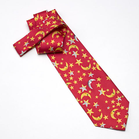 100% Silk Celestial Tie - Tomato Red