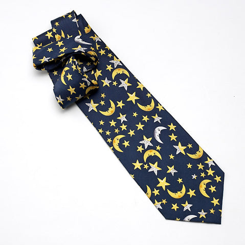 100% Silk Celestial Tie - Navy Blue