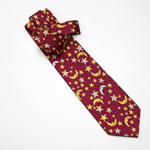 100% Silk Celestial Tie - Burgundy