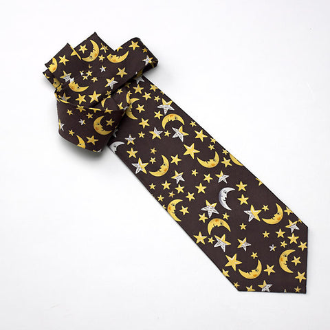 100% Silk Celestial Tie - Brown