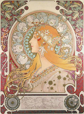 Alphonse Mucha Zodiac Lithograph