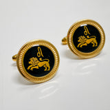 Zodiac 18-Karat Gold Plated Navy Enamel Cufflinks - Leo