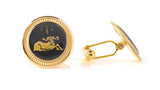 Zodiac 18-Karat Gold Plated Navy Enamel Cufflinks - Aries