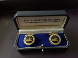 Zodiac 18-Karat Gold Plated Navy Enamel Cufflinks - Aries