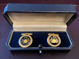 Zodiac 18-Karat Gold Plated Navy Enamel Cufflinks - Cancer