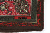 Rodier - 100% Wool Shawl Checker Paisley Brown/Olive 2554-1