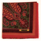 Rodier - 100% Wool Shawl Checker Paisley Red/Orange 2554-4