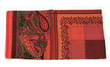 Rodier - 100% Wool Shawl Checker Paisley Red/Orange 2554-4