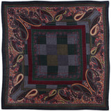 Rodier - 100% Wool Shawl Checker Paisley Navy/Grey 2554-3