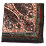 Rodier - 100% Wool Shawl Checker Paisley Navy/Grey 2554-3
