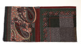 Rodier - 100% Wool Shawl Checker Paisley Navy/Grey 2554-3