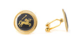 Zodiac 18-Karat Gold Plated Navy Enamel Cufflinks - Sagittarius