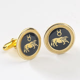 Zodiac 18-Karat Gold Plated Navy Enamel Cufflinks - Taurus