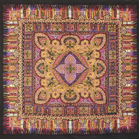 Tino Lauri - Purple & Orange Paisley Fringe 46" x 46" 100% Wool Shawl 24