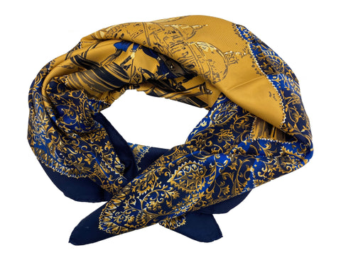The Golden Belle Époque Silk Scarf Art Nouveau Style by Tal Angel