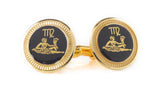 Zodiac 18-Karat Gold Plated Navy Enamel Cufflinks - Virgo