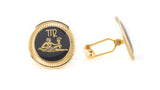 Zodiac 18-Karat Gold Plated Navy Enamel Cufflinks - Virgo