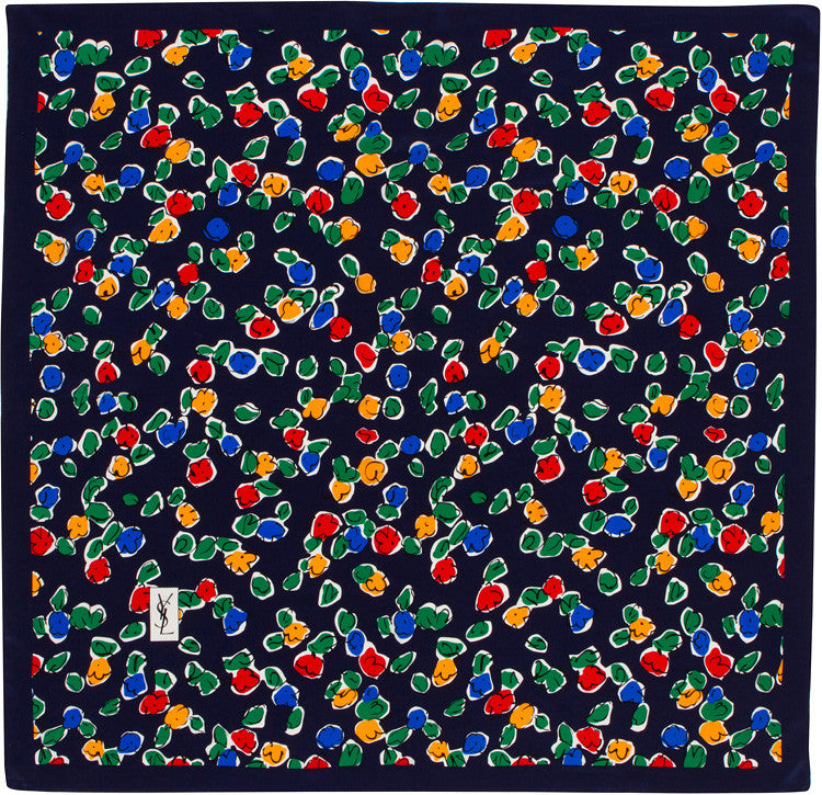 YSL - 100% Silk Square Flowers - Navy – zodiacgifts.com