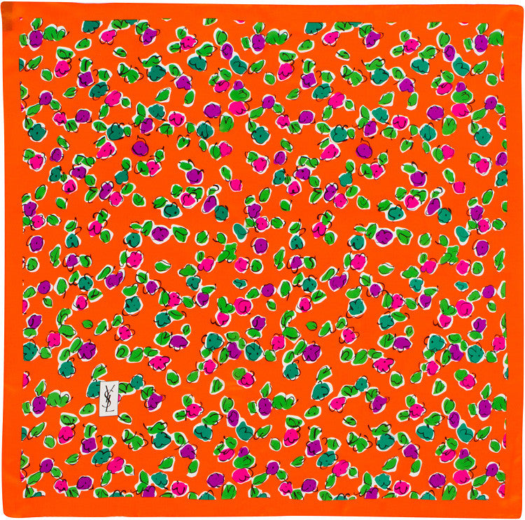 YSL - 100% Silk Square Flowers - Orange – zodiacgifts.com