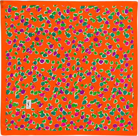 YSL - 100% Silk Square Flowers - Orange