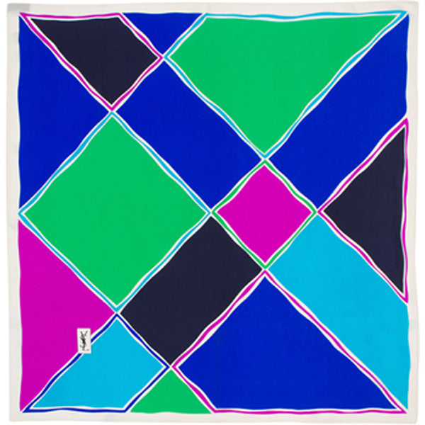 Ysl Geometry Pattern YSL - 100% Silk Square Geometric Block - Multi – zodiacgifts.com