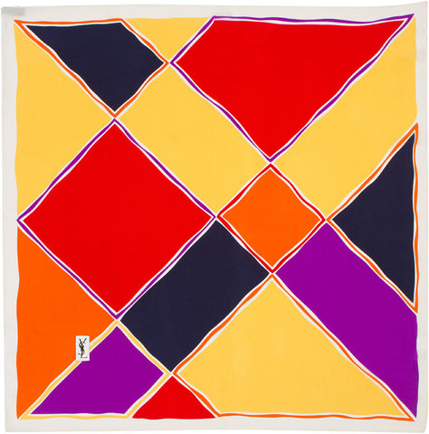 Ysl Geometry Pattern YSL - 100% Silk Square Geometric Block - Multi – zodiacgifts.com