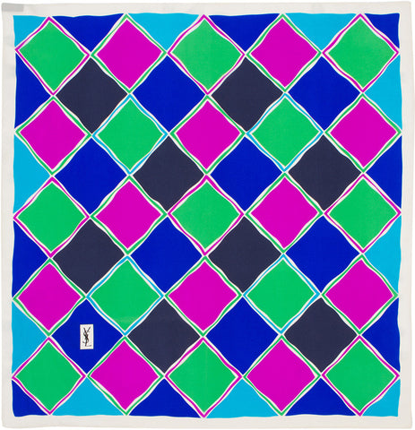 YSL - Silk Square - Lozanges - Green / Pink / Navy