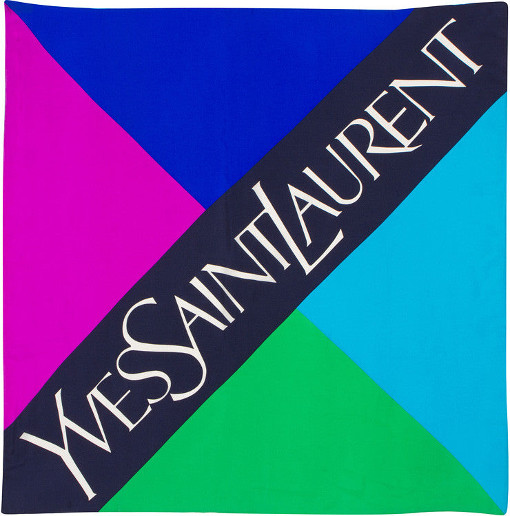 YSL - 100% Silk Square Logo Block - Purple/Blue – zodiacgifts.com
