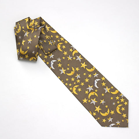 100% Silk Celestial Tie - Khaki Beige