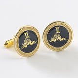 Zodiac 18-Karat Gold Plated Navy Enamel Cufflinks - Gemini