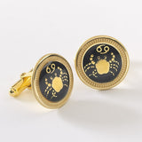 Zodiac 18-Karat Gold Plated Navy Enamel Cufflinks - Cancer