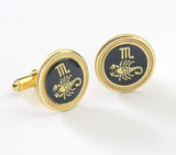 Zodiac 18-Karat Gold Plated Navy Enamel Cufflinks - Scorpio