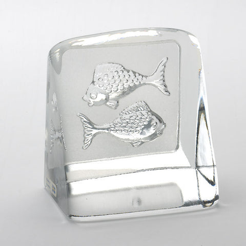 Swedish Crystal Zodiac Paperweight - Pisces