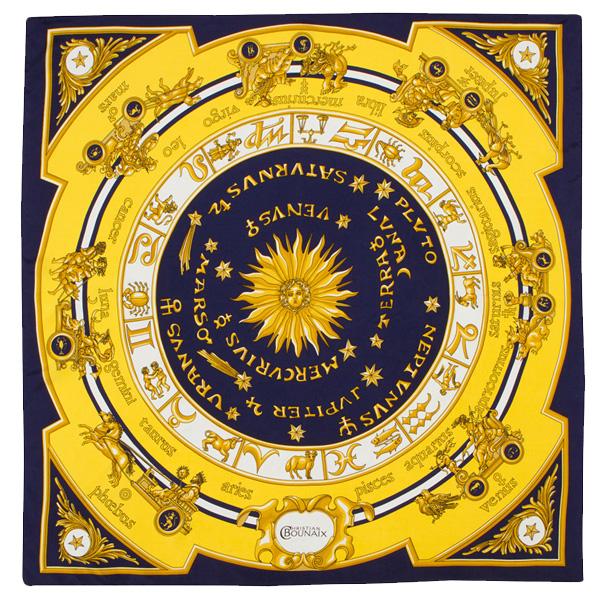 Christian Bounaix Zodiac Celestial Dial 100% Silk Twill Scarf